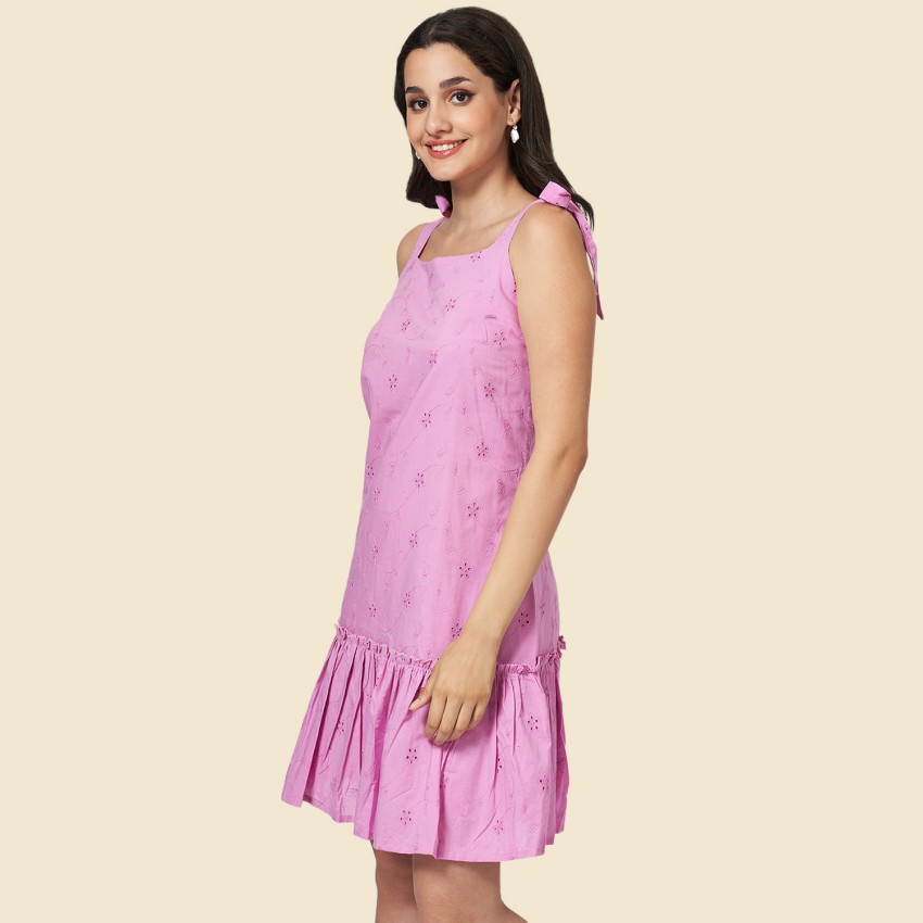 Pantaloons Women A-line Pink Dress - Buy Pantaloons Women A-line Pink Dress  Online at Best Prices in India