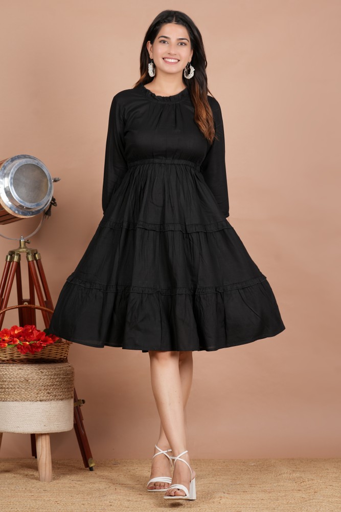 House of RP Women Fit and Flare Black Dress - Buy House of RP Women Fit and Flare  Black Dress Online at Best Prices in India