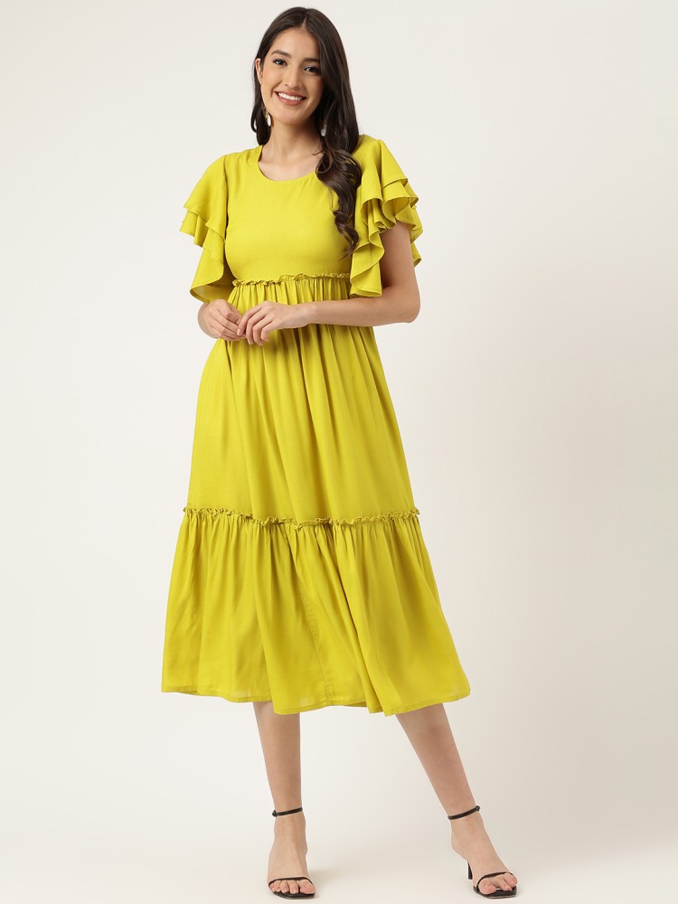 CORA Women Gathered Yellow Dress - Buy CORA Women Gathered Yellow Dress  Online at Best Prices in India