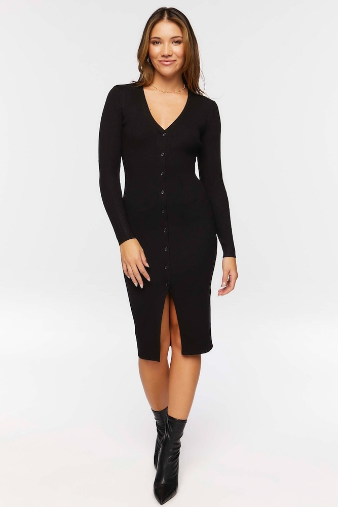 Forever 21 black top button up dress