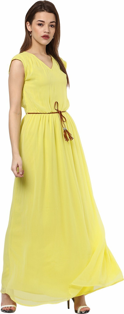 La Zoire Women Maxi Yellow Dress Buy La Zoire Women Maxi Yellow Dress Online at Best Prices in India Flipkart