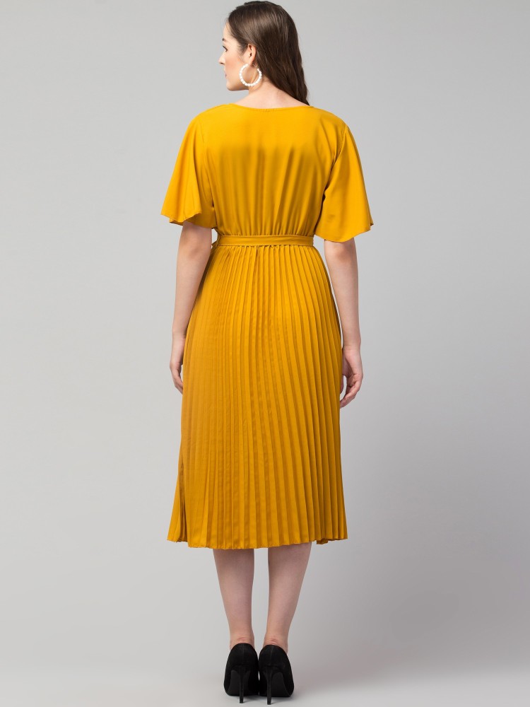 New look mustard pleated clearance dress