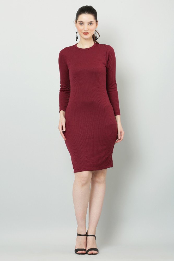 VIRGO MODA Women Bodycon Maroon Dress Buy VIRGO MODA Women Bodycon Maroon Dress Online at Best Prices in India Flipkart