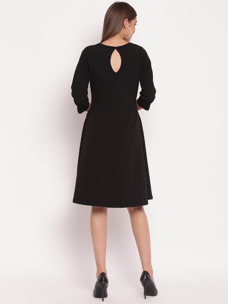AKIMIA Women A-line Black Dress - Buy AKIMIA Women A-line Black  