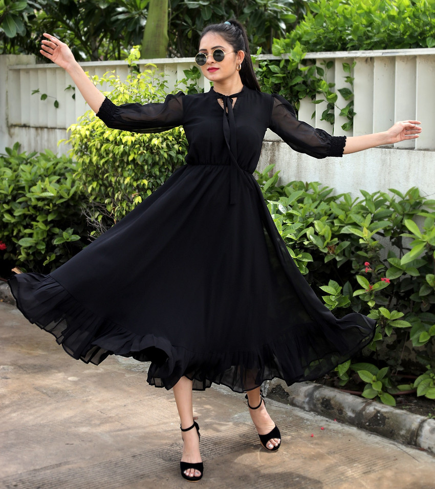 Black dress frock hot sale