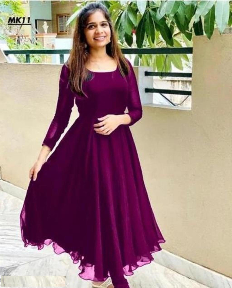 Purple ethnic dress on sale
