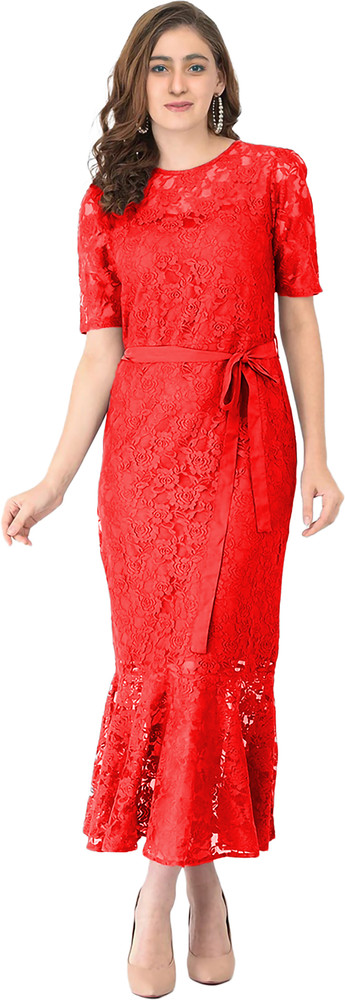 Skyfly Women A line Red Dress Buy Skyfly Women A line Red Dress Online at Best Prices in India Flipkart