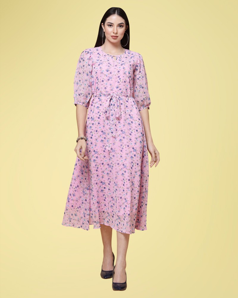 Amydus Women A-line Light Blue, Purple, Pink Dress - Buy Amydus Women  A-line Light Blue, Purple, Pink Dress Online at Best Prices in India