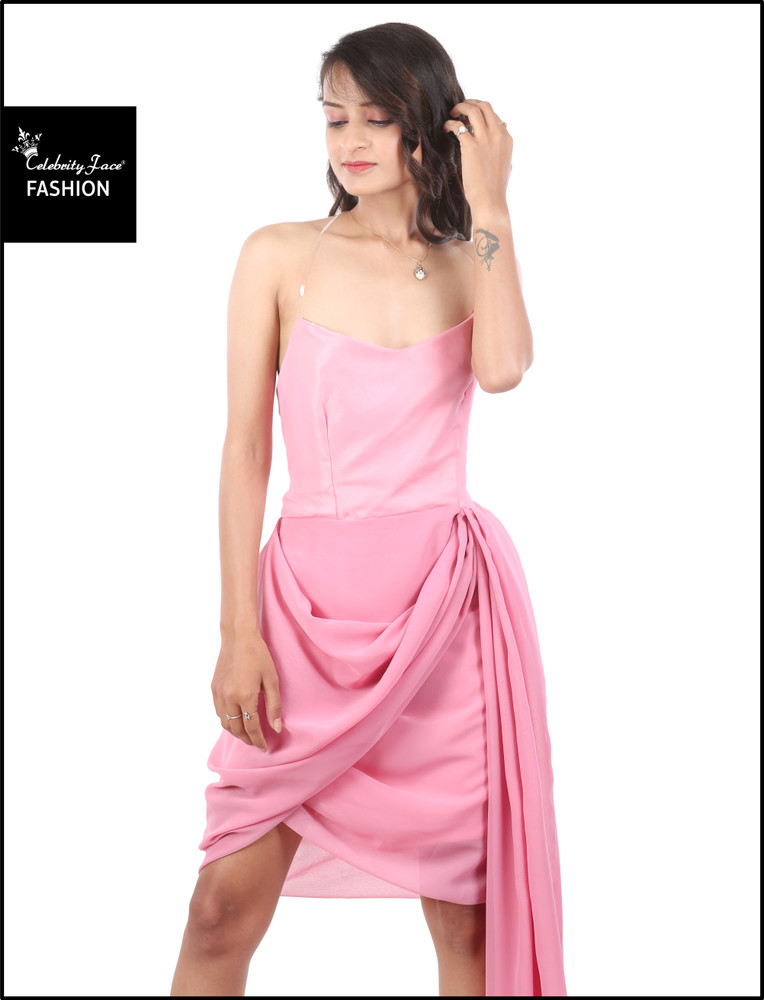 KIYOO Women Asymmetric Pink Dress Buy KIYOO Women Asymmetric