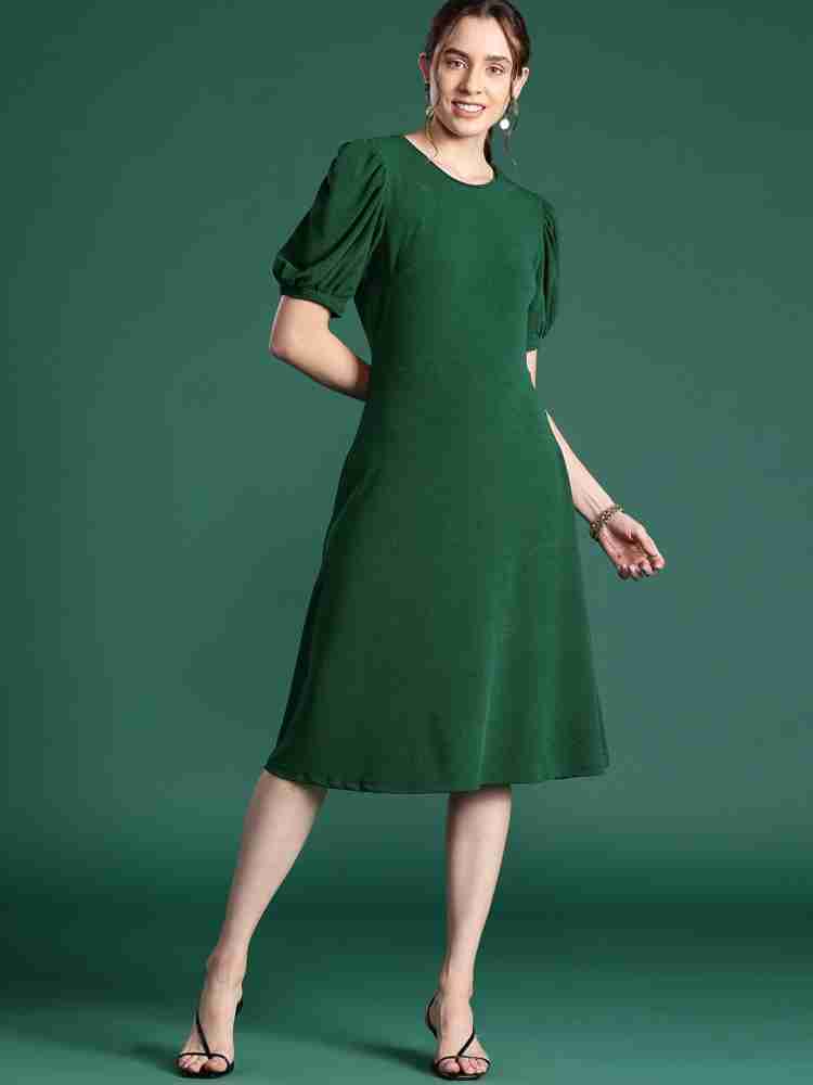 Dressberry Women A-line Dark Green Dress - Buy Dressberry Women A-line Dark  Green Dress Online at Best Prices in India