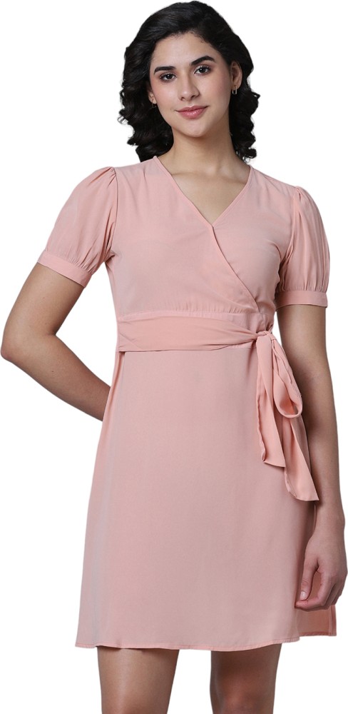 Pantaloons Women A-line Pink Dress - Buy Pantaloons Women A-line Pink Dress  Online at Best Prices in India