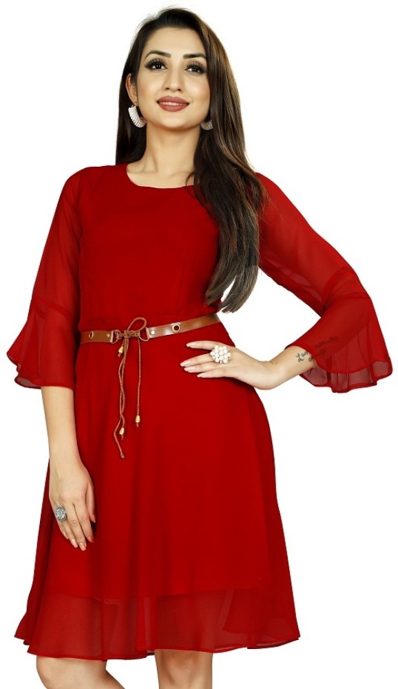 Red color best sale one piece dress