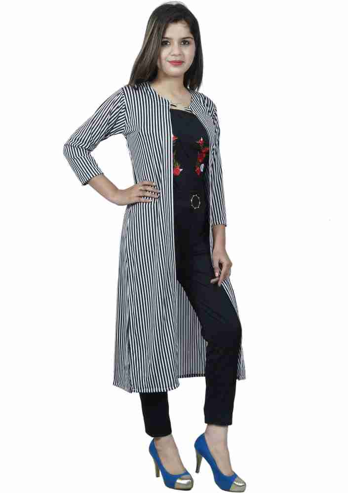 Black and white clearance striped long shrug