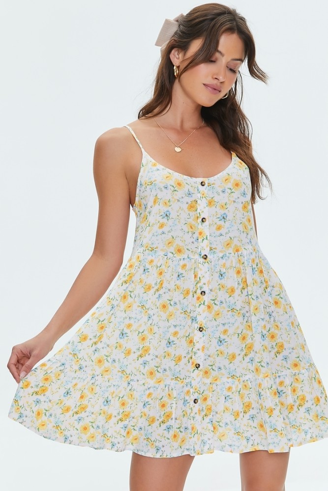 Forever 21 Yellow Floral Wrapped Dress, Women's Fashion, Dresses & Sets,  Dresses on Carousell