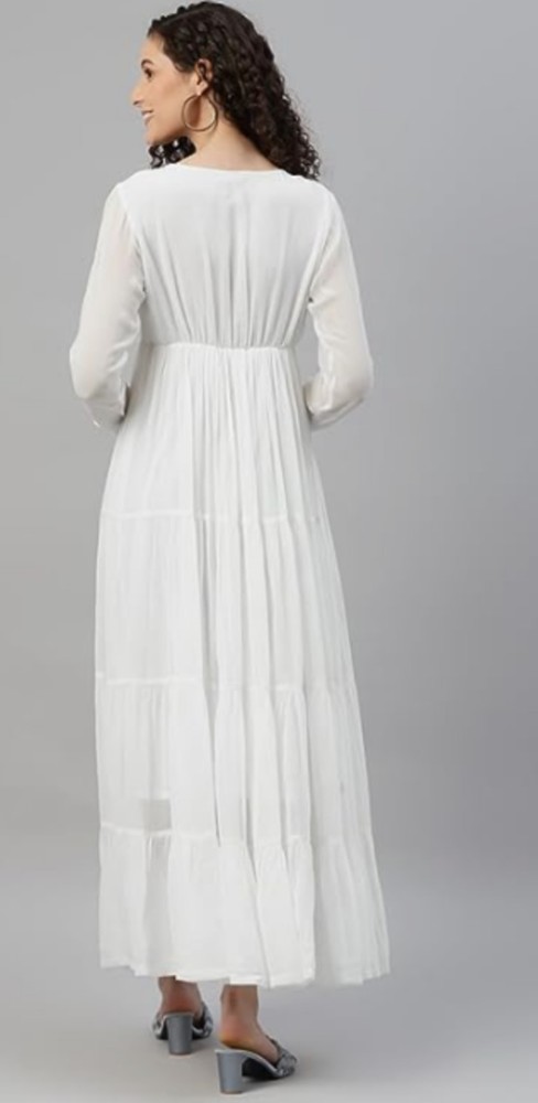 Mozi Women Maxi White Dress - Buy Mozi Women Maxi White Dress Online at  Best Prices in India | Flipkart.com