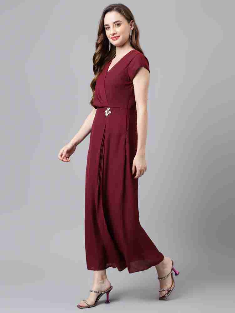 Maroon colour hot sale maxi dress