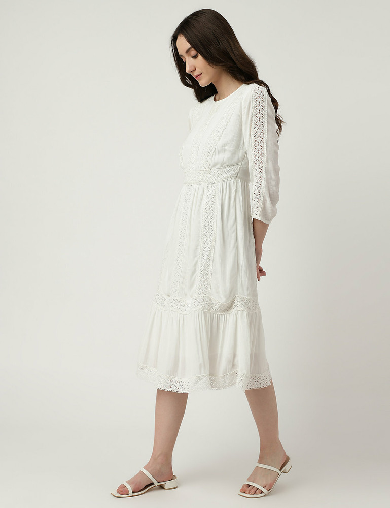 MARKS SPENCER Women Fit and Flare White Dress Buy MARKS