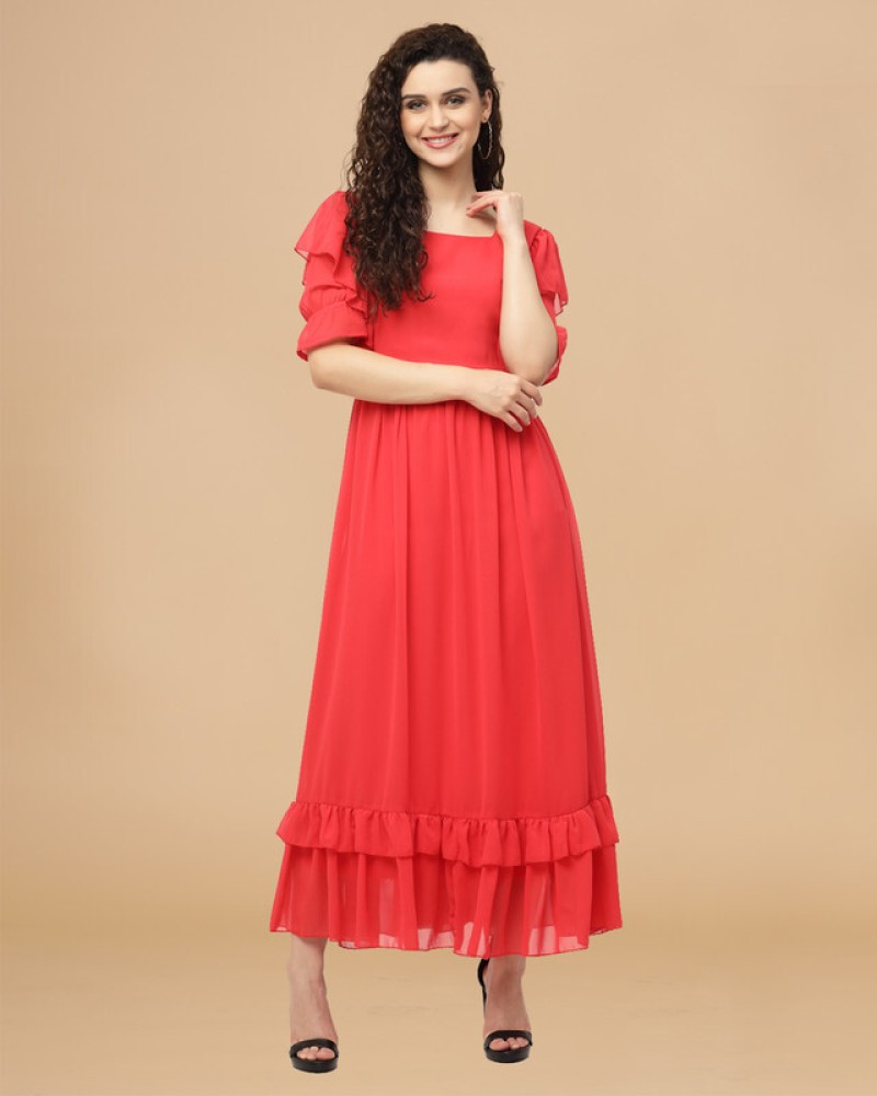 Red maxi 2025 dress flipkart