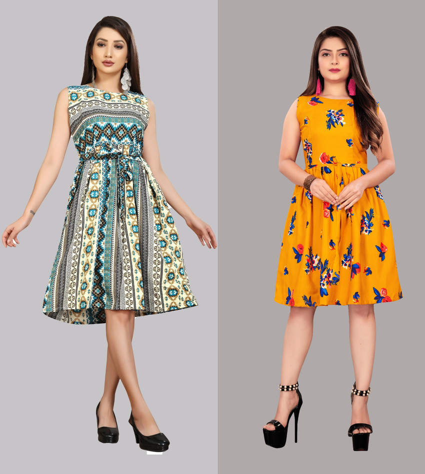 tanvi creation Women Fit and Flare Yellow Dress Buy tanvi creation Women Fit and Flare Yellow Dress Online at Best Prices in India Flipkart