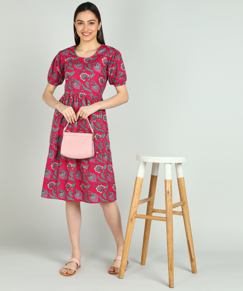 Shopaxis Women Fit and Flare Pink Dress Buy Shopaxis Women Fit