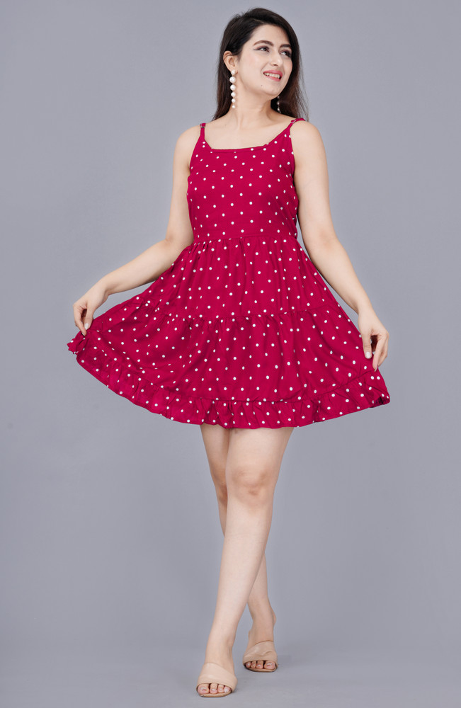 Red colour one 2024 piece short dress