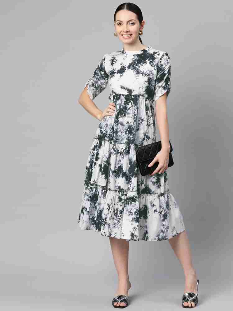 indibelle Women A-line Black, Grey, White Dress - Buy indibelle Women  A-line Black, Grey, White Dress Online at Best Prices in India