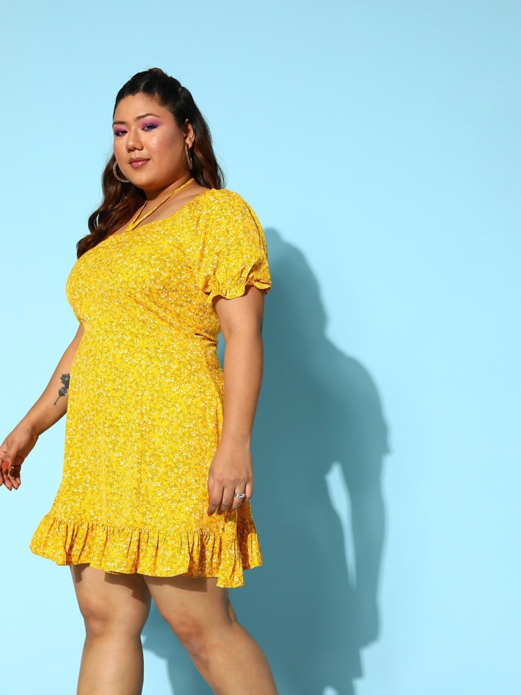 Yellow summer dress plus on sale size