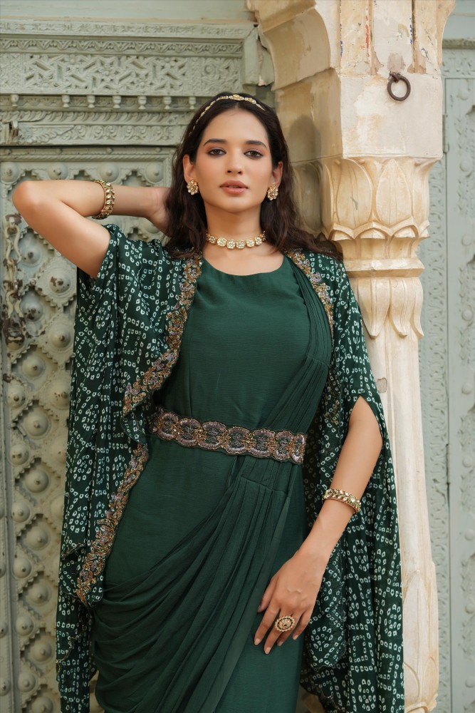 Green ethnic gown hotsell