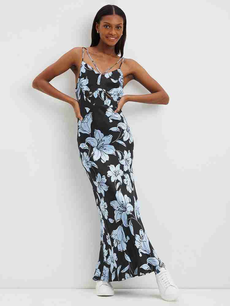 DOROTHY PERKINS Women Maxi Black Light Blue White Dress Buy
