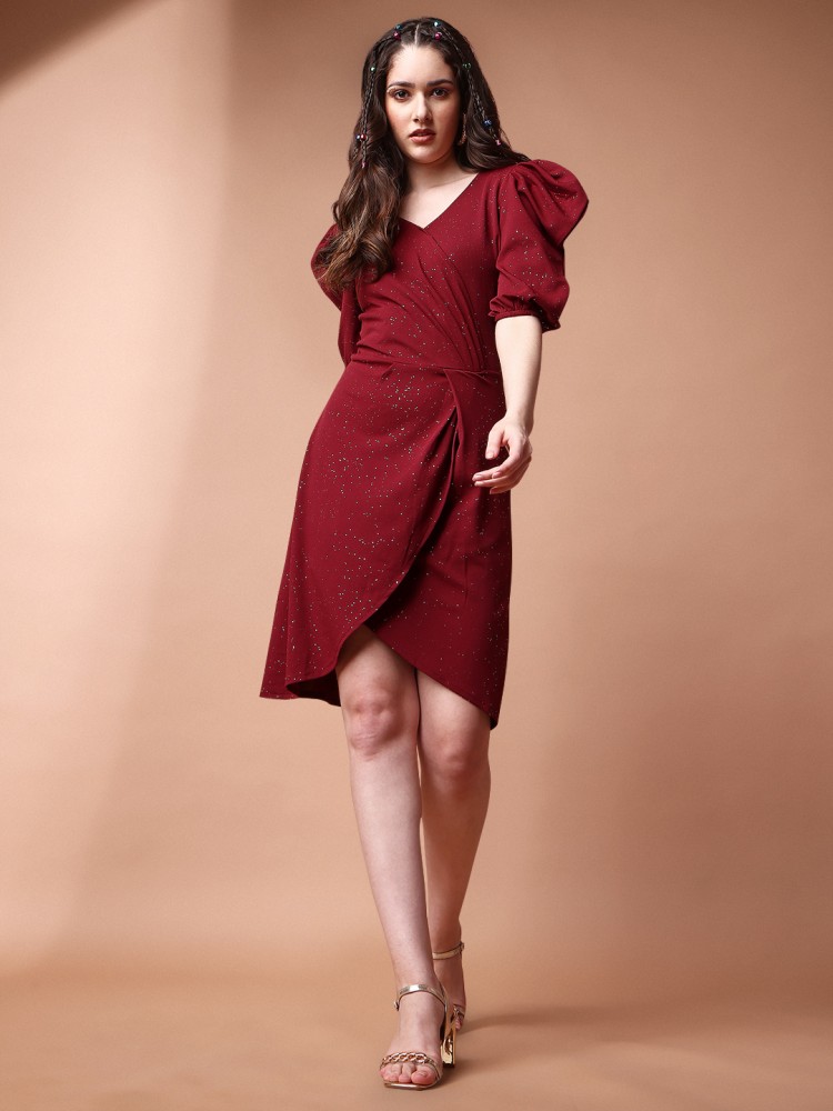 pinfit Women Bodycon Maroon Silver Dress Buy pinfit Women Bodycon Maroon Silver Dress Online at Best Prices in India Flipkart