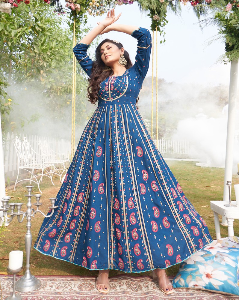 Blue shop ethnic gown