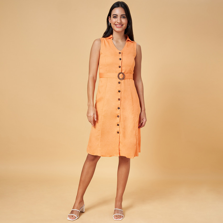 Orange button down 2025 dress