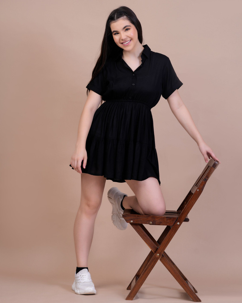 vdg sports Women Fit and Flare Black Dress Buy vdg sports Women Fit and Flare Black Dress Online at Best Prices in India Flipkart