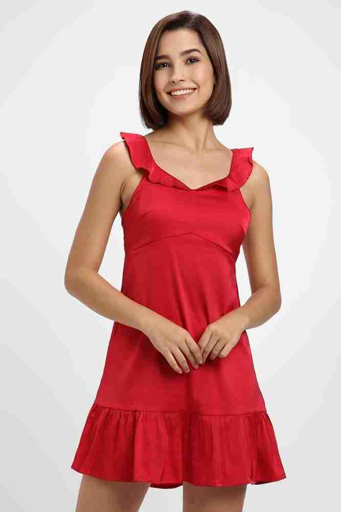 Red ruffle top dress forever 21