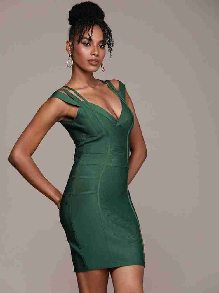 bebe Women Bodycon Green Dress Buy bebe Women Bodycon Green Dress Online at Best Prices in India Flipkart