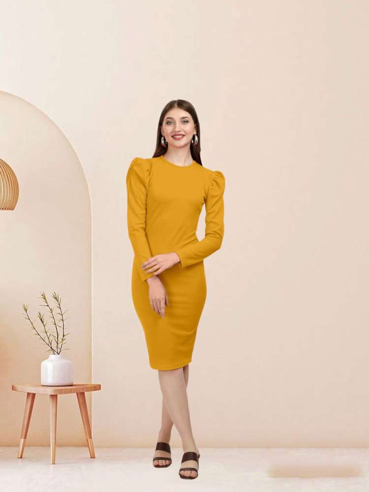 Yellow bodycon dress outfit sales