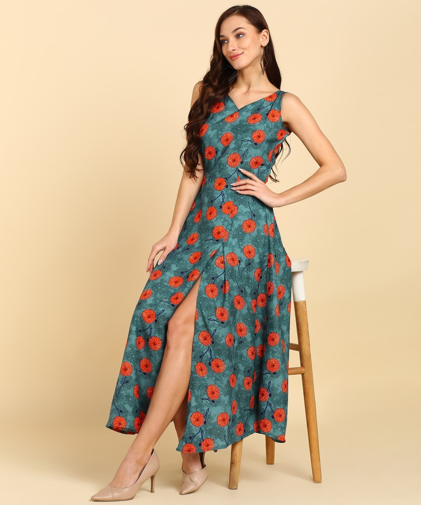 Buy Multi-coloured Floral Printed Sleeveless Dress Online - W for