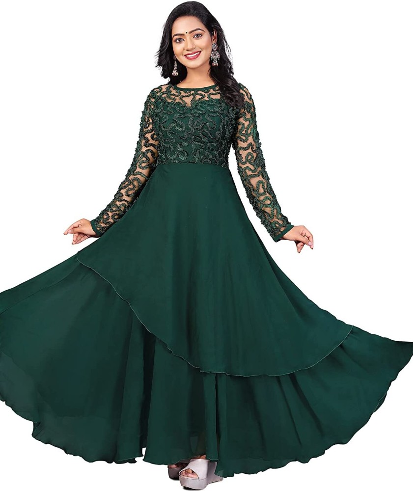 SHAHDRESS Women Gown Dark Green Dress Buy SHAHDRESS Women Gown Dark Green Dress Online at Best Prices in India Flipkart