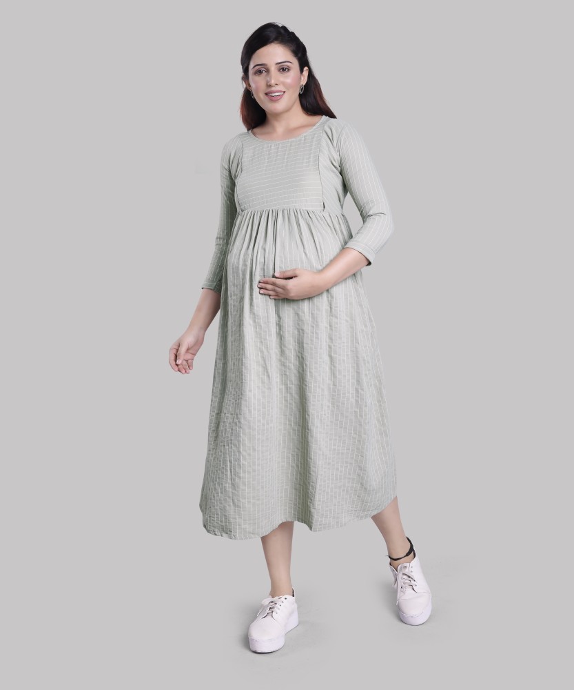 mamma's maternity Women Fit and Flare Light Green Dress - Buy mamma's  maternity Women Fit and Flare Light Green Dress Online at Best Prices in  India