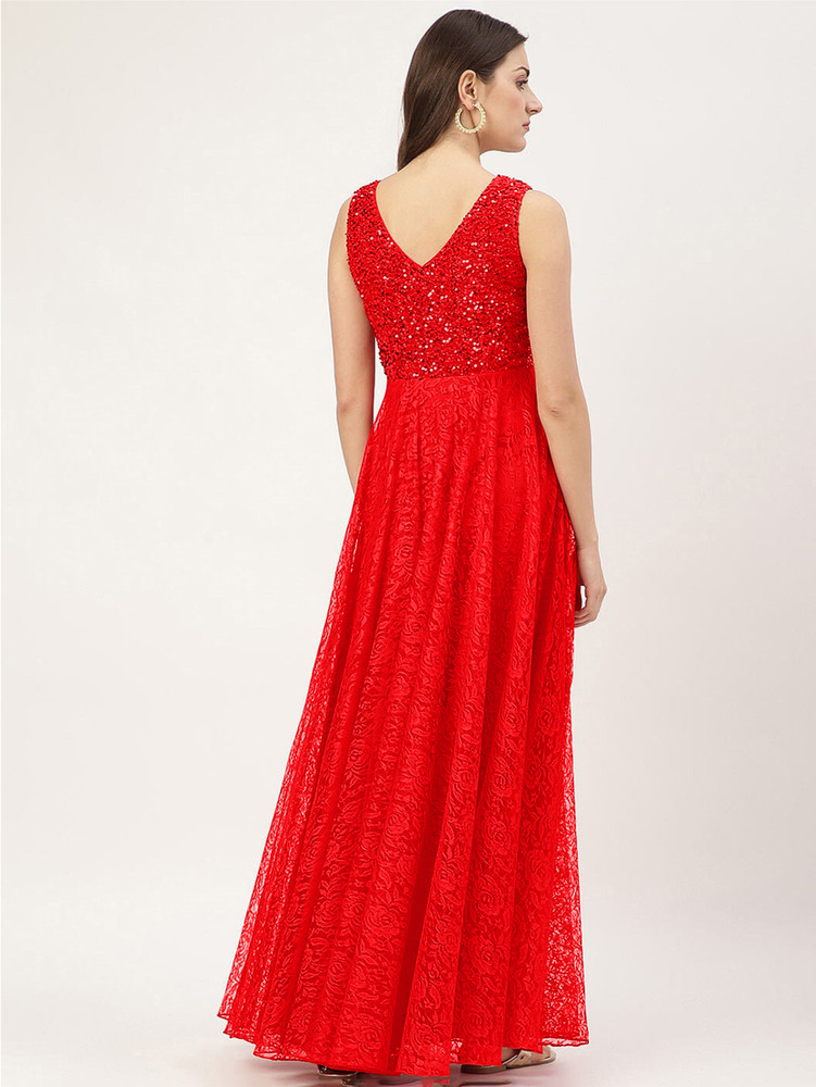 Red maxi new arrivals dress flipkart
