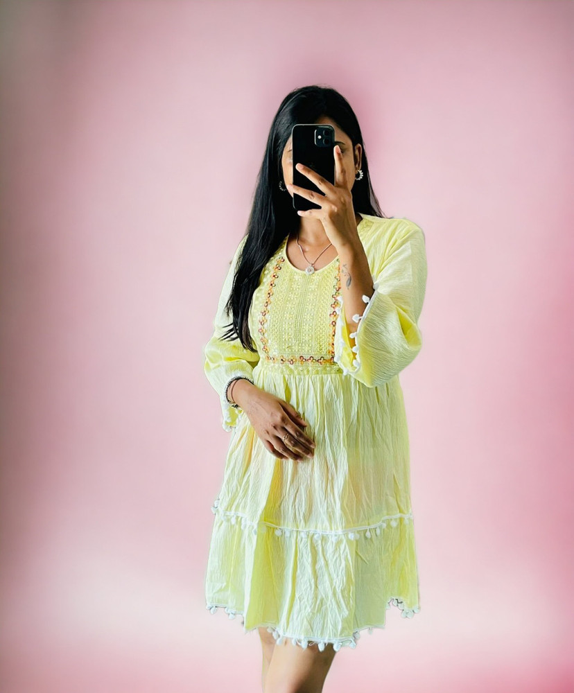 shoppinggullak Women Fit and Flare Yellow Dress Buy shoppinggullak Women Fit and Flare Yellow Dress Online at Best Prices in India Flipkart