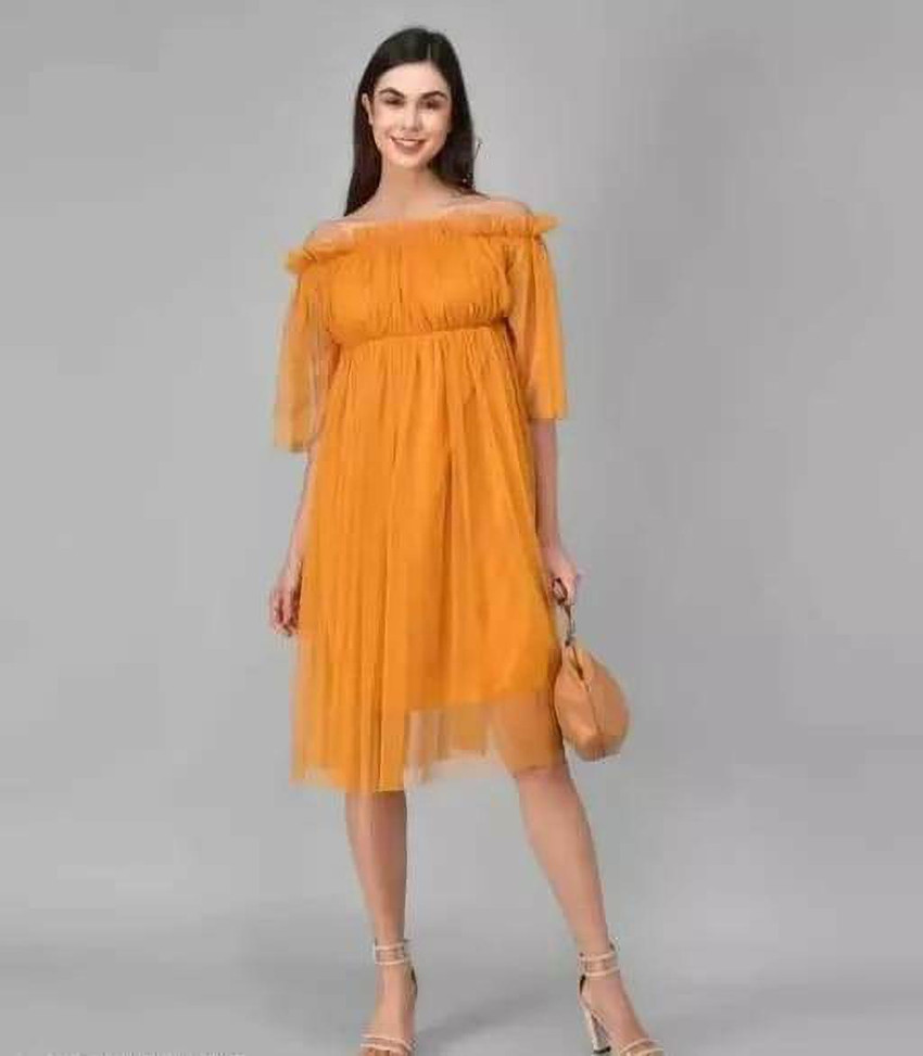 Zihas Fashion Women A line Yellow Dress Buy Zihas Fashion Women A line Yellow Dress Online at Best Prices in India Flipkart