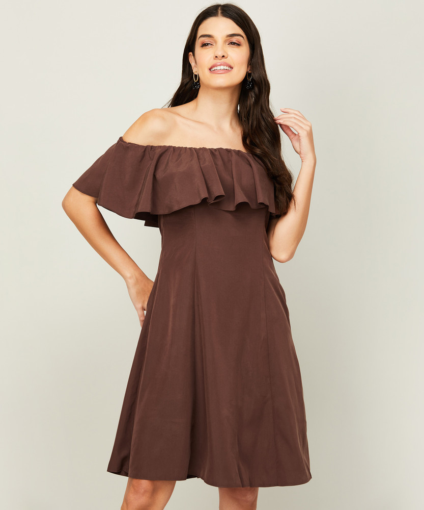 Lifestyle -CODE Women A-line Brown Dress - Buy Lifestyle -CODE Women A-line  Brown Dress Online at Best Prices in India | Flipkart.com