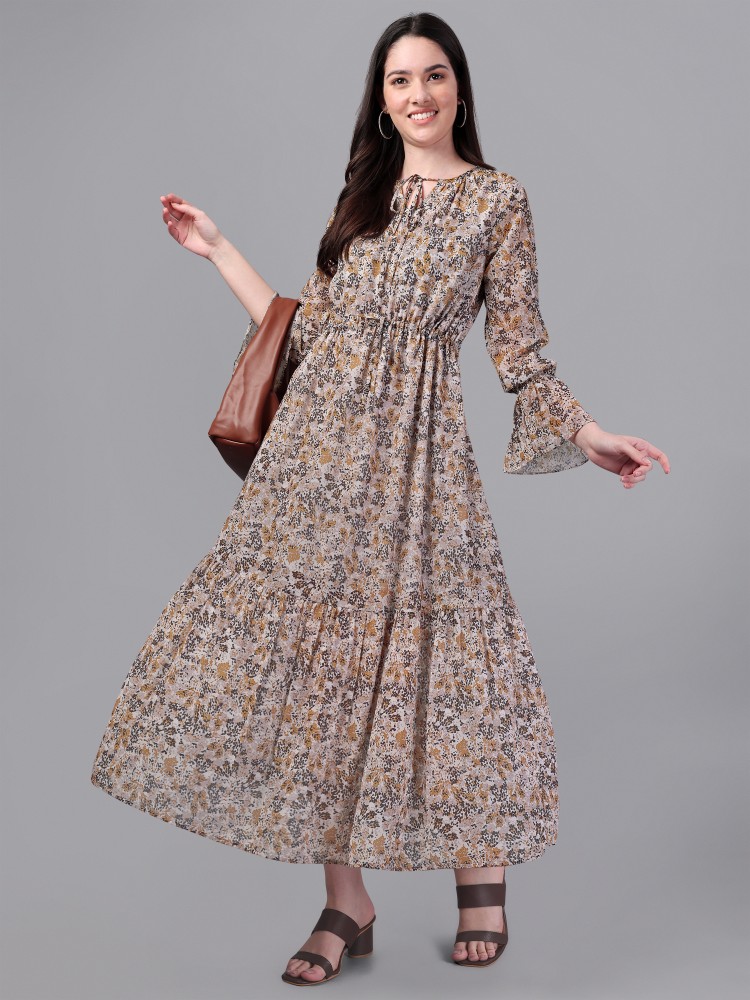 masakali Women Fit and Flare Brown Dress Buy masakali