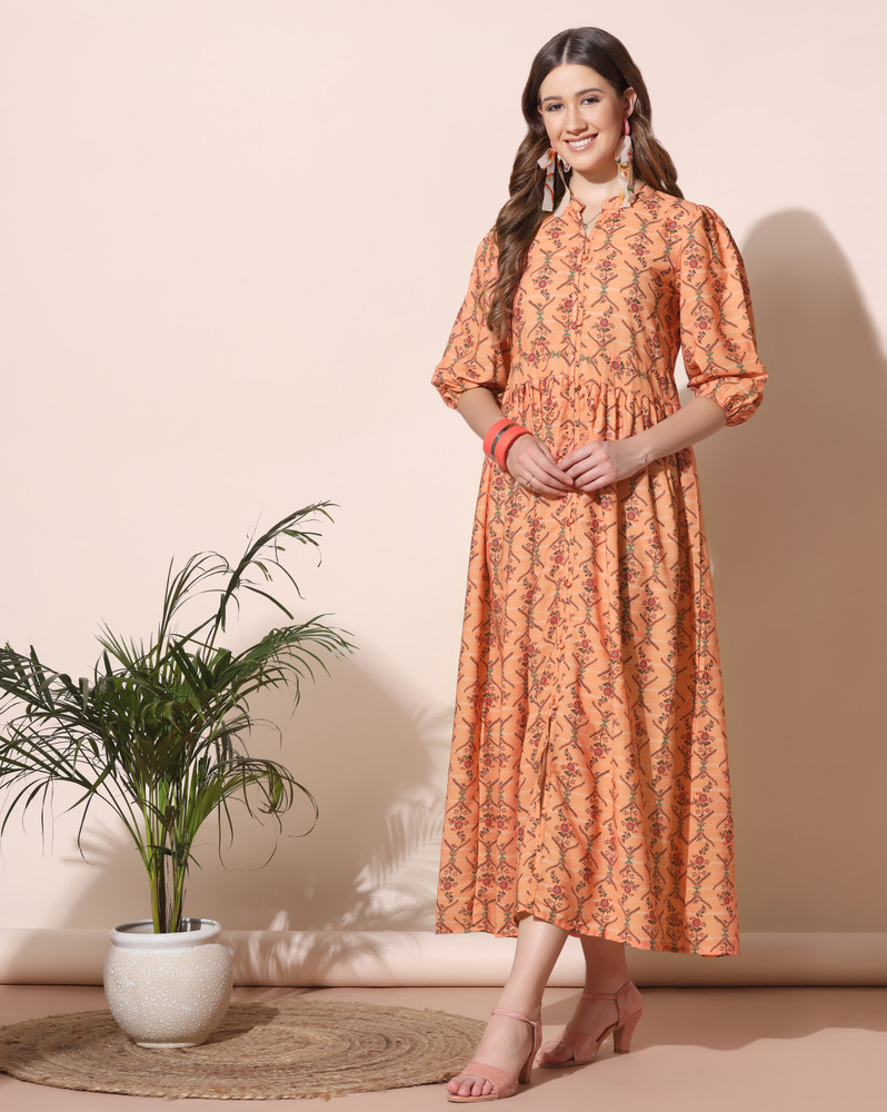 Fashion Dream Women A line Orange Dress Buy Fashion Dream Women