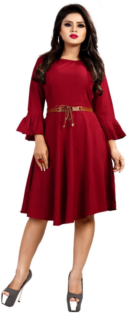 VISVA DESIGNER Women A line Maroon Dress Buy VISVA DESIGNER Women A line Maroon Dress Online at Best Prices in India Flipkart