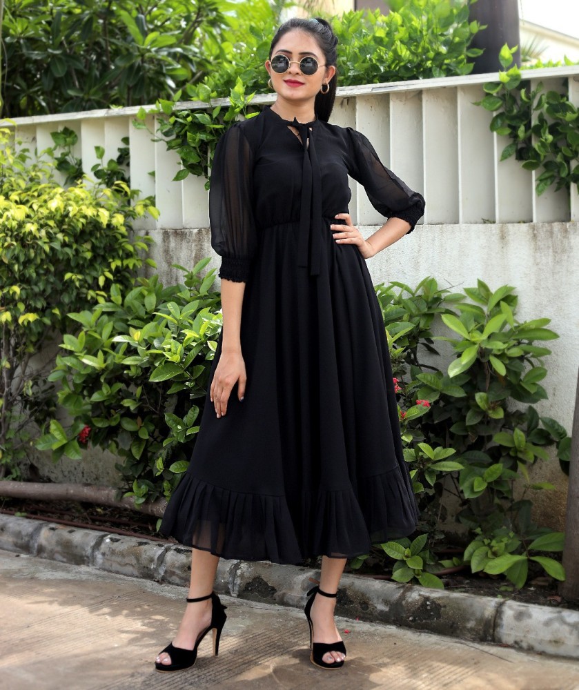 Women Party Wear In Black Dresses - Buy Women Party Wear In Black Dresses  online in India