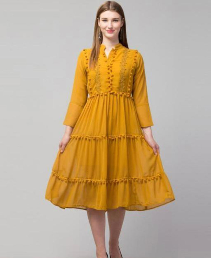 NewWear Women A line Yellow Dress Buy NewWear Women A line