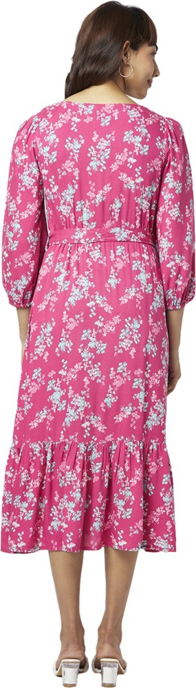 Buy Honey By Pantaloons Pink Printed A-line dress Online at Low