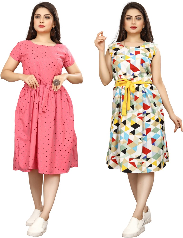 fashionwrld Women Fit and Flare Multicolor Dress Buy fashionwrld Women Fit and Flare Multicolor Dress Online at Best Prices in India Flipkart